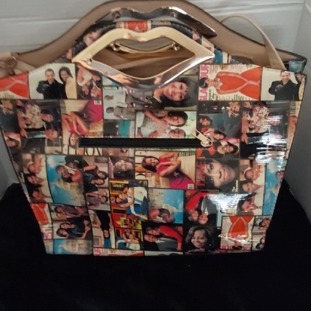 Red and Pink Artistic Tote Bag with Structured Design